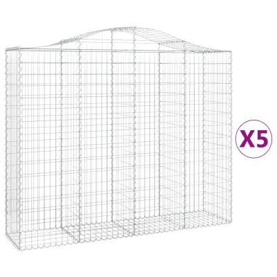 vidaXL Obokane gabion košare 5 kosov 200x50x160/180cm pocinkano železo
