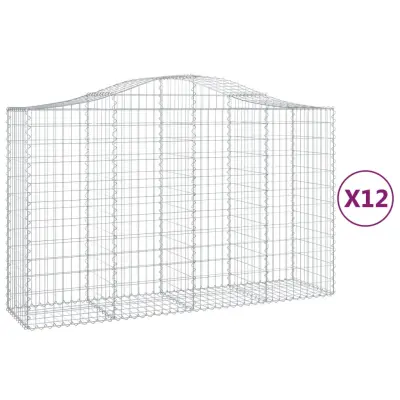 vidaXL Obokane gabion košare 12 kosa 200x50x120/140cm pocinkano železo