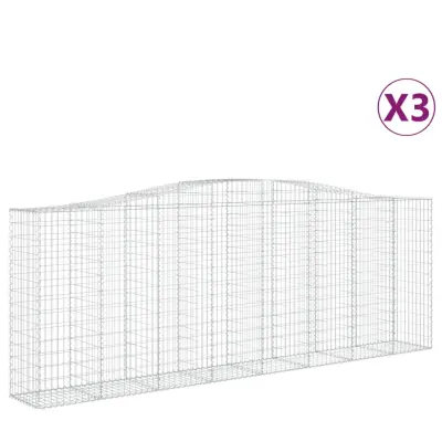 vidaXL Obokane gabion košare 3 kosi 400x50x140/160 cm pocinkano železo