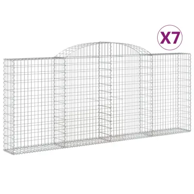 vidaXL Obokane gabion košare 7 kosa 300x30x120/140 cm pocinkano železo