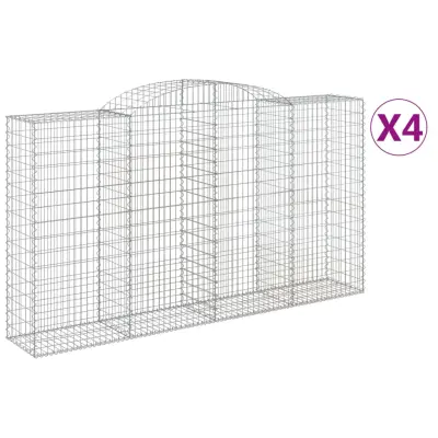 vidaXL Obokane gabion košare 4 kosi 300x50x160/180 cm pocinkano železo
