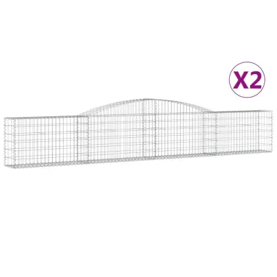 vidaXL Obokana gabionska košara 2 kosa 400x30x60/80cm pocinkano železo