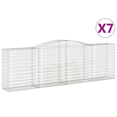 vidaXL Obokane gabion košare 7 kosov 400x50x120/140cm pocinkano železo
