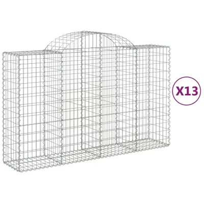 vidaXL Obokana gabionska košara 13 kos 200x50x120/140cm cinkano železo