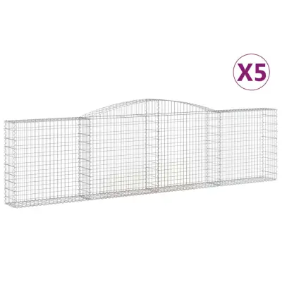 vidaXL Obokane gabion košare 5 kosov 400x30x100/120cm pocinkano železo