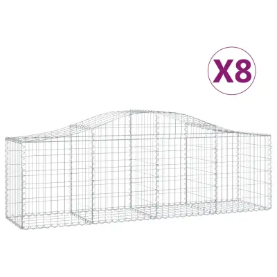 vidaXL Obokana gabionska košara 8 kosov 200x50x60/80cm cinkano železo