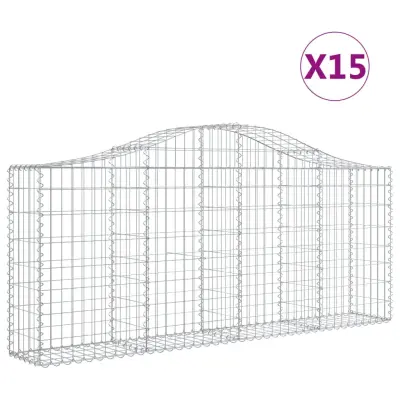 vidaXL Obokane gabion košare 15 kosov 200x30x80/100 cm cinkano železo