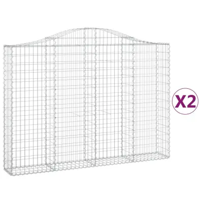vidaXL Obokane gabion košare 2 kosa 200x30x140/160 cm pocinkano železo