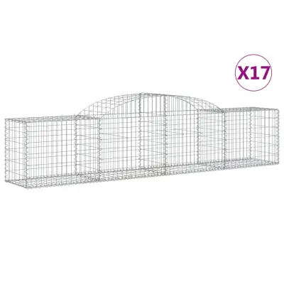 vidaXL Obokana gabionska košara 17kosov 300x50x60/80 cm cinkano železo