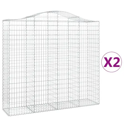 vidaXL Obokane gabion košare 2 kosa 200x50x180/200 cm pocinkano železo