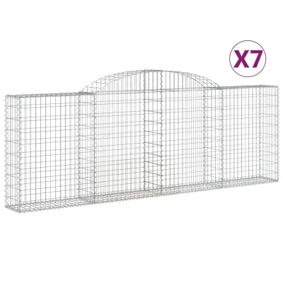 vidaXL Obokana gabionska košara 7kos 300x30x100/120cm pocinkano železo