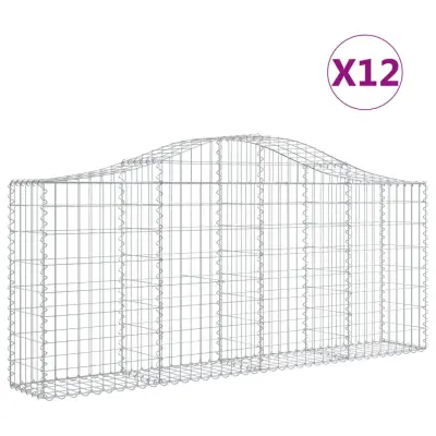 vidaXL Obokane gabion košare 12 kosov 200x30x80/100 cm cinkano železo