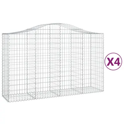vidaXL Obokane gabion košare 4 kosi 200x50x120/140 cm pocinkano železo