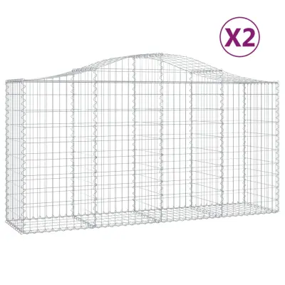 vidaXL Obokana gabionska košara 2kos 200x50x100/120cm pocinkano železo