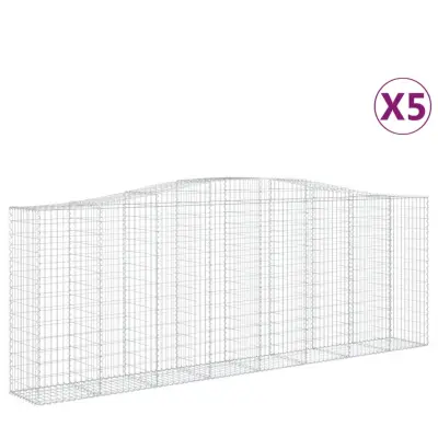 vidaXL Obokane gabion košare 5 kosov 400x50x140/160cm pocinkano železo
