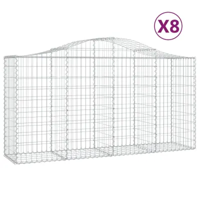 vidaXL Obokana gabionska košara 8kos 200x50x100/120cm pocinkano železo