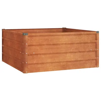 vidaXL Vrtna visoka greda rusty 100x100x45 cm corten jeklo