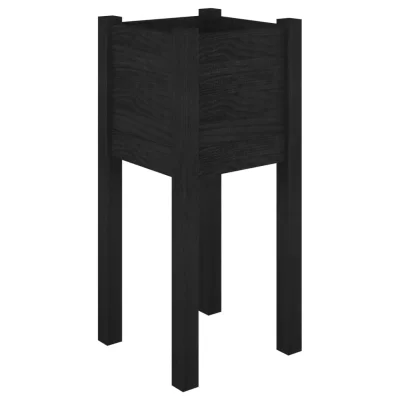vidaXL Vrtno cvetlično korito črno 31x31x70 cm trdna borovina