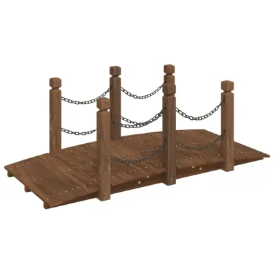 vidaXL Vrtni most z verižnimi ograjami 150x67x56 cm trdna smrekovina
