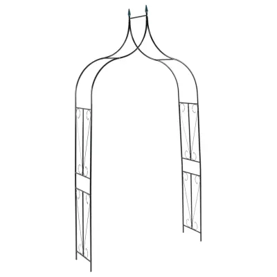 vidaXL Vrtni obok temno zelen 120x38x258 cm železo