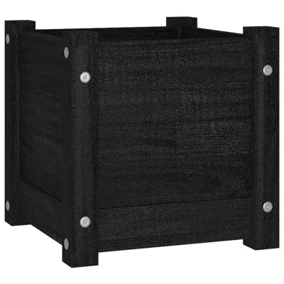 vidaXL Vrtno cvetlično korito črno 31x31x31 cm trdna borovina