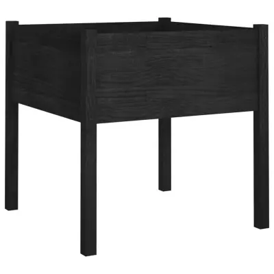 vidaXL Vrtno cvetlično korito črno 70x70x70 cm trdna borovina