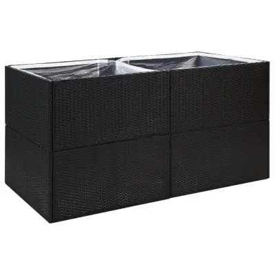 vidaXL Vrtno cvetlično korito črno 157x80x80 cm poli ratan