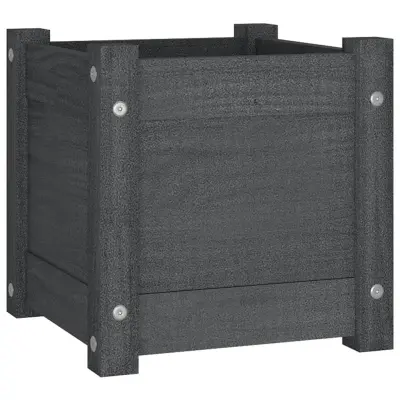 vidaXL Vrtno cvetlično korito sivo 31x31x31 cm trdna borovina