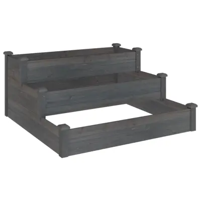 vidaXL Vrtna visoka greda siva 120x120x56 cm trden les jelke