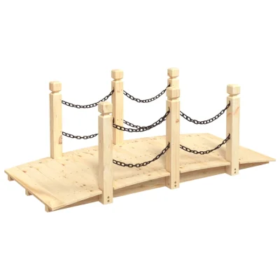 vidaXL Vrtni most z verižnimi ograjami 150x67x56 cm trdna smrekovina