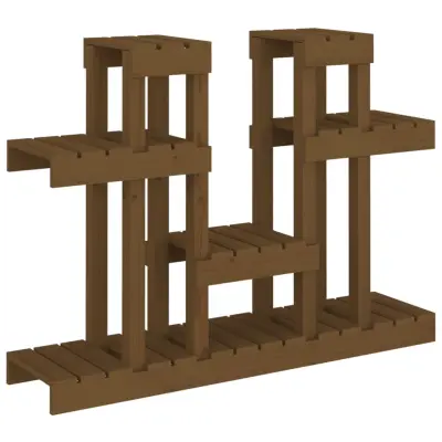 vidaXL Stojalo za rastline medeno rjavo 104,5x25x77,5cm trdna borovina