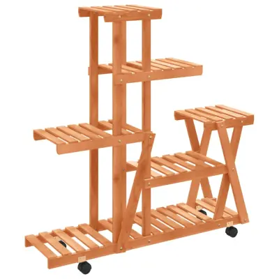 vidaXL Stojalo za rastline s kolesi 95x25x101 cm trden les jelke
