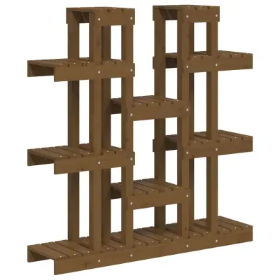 vidaXL Stojalo za rastline medeno rjavo 104,5x25x109,5 trdna borovina