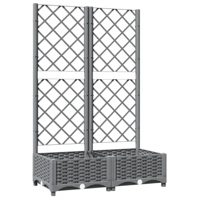 vidaXL Cvetlično korito z oporno mrežo svetlo sivo 80x40x121,5 cm PP
