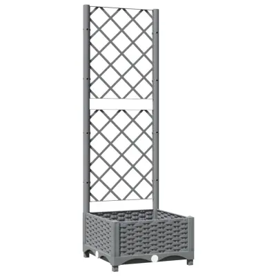 vidaXL Cvetlično korito z oporno mrežo svetlo sivo 40x40x121,5 cm PP