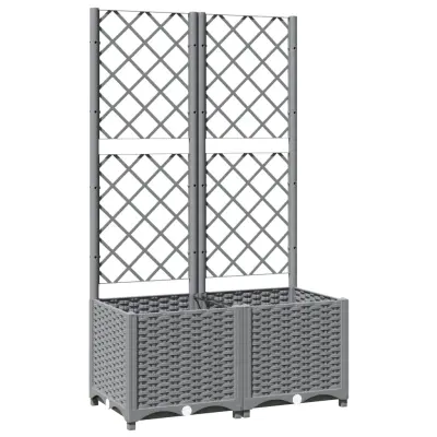 vidaXL Cvetlično korito z oporno mrežo svetlo sivo 80x40x136 cm PP