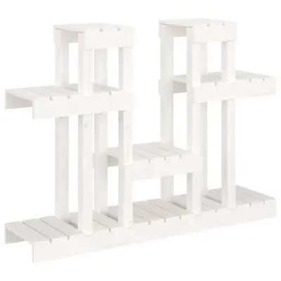 vidaXL Stojalo za rastline belo 104,5x25x77,5 cm trdna borovina
