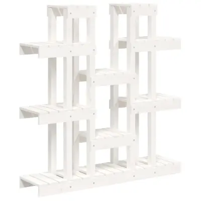 vidaXL Stojalo za rastline belo 104,5x25x109,5 cm trdna borovina