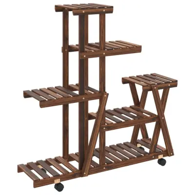 vidaXL Stojalo za rastline s kolesi 95x25x101 cm trden les jelke