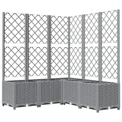 vidaXL Cvetlično korito z oporno mrežo svetlo sivo 120x120x136 cm PP