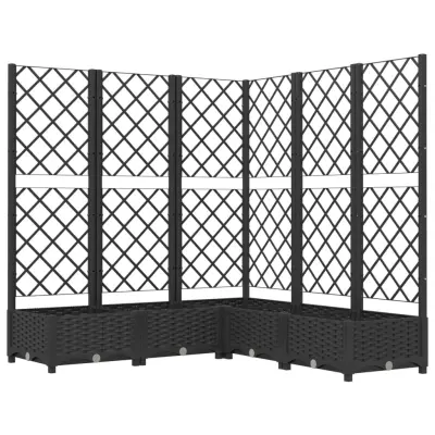 vidaXL Cvetlično korito z oporno mrežo črno 120x120x121,5 cm PP