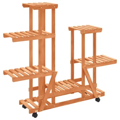 vidaXL Stojalo za rastline s kolesi 95x25x101 cm trden les jelke