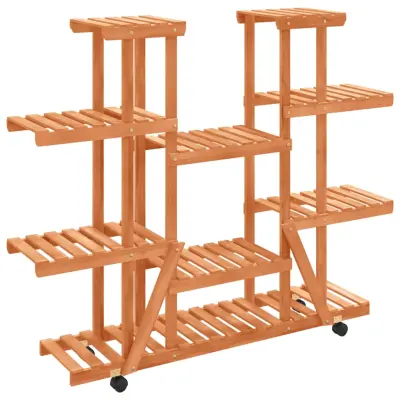 vidaXL Stojalo za rastline s kolesi 110x25x115 cm trden les jelke