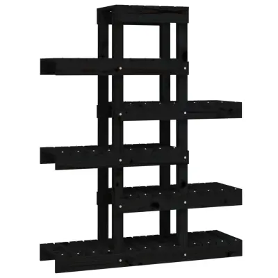 vidaXL Stojalo za rastline črno 85x25x109,5 cm trdna borovina