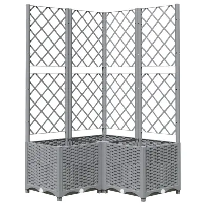 vidaXL Cvetlično korito z oporno mrežo svetlo sivo 80x80x136 cm PP