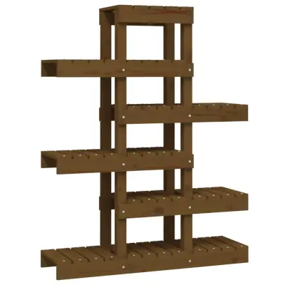 vidaXL Stojalo za rastline medeno rjavo 85x25x109,5 trdna borovina