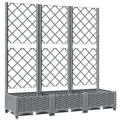 vidaXL Cvetlično korito z oporno mrežo svetlo sivo 120x40x121,5 cm PP