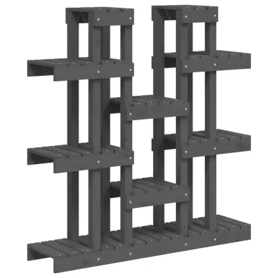 vidaXL Stojalo za rastline sivo 104,5x25x109,5 cm trdna borovina