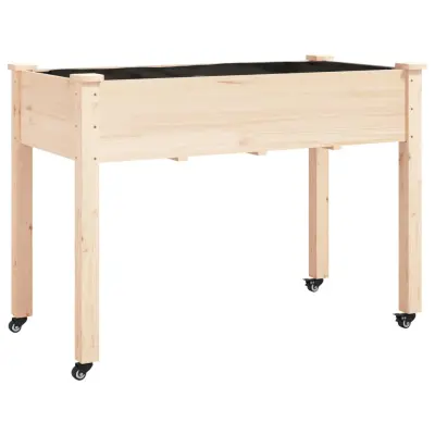 vidaXL Korito s podlogo in kolesi 118x59x80 cm trden les jelke