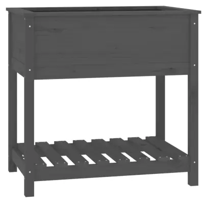 vidaXL Visoka greda s polico siva 82,5x54x81 cm trdna borovina